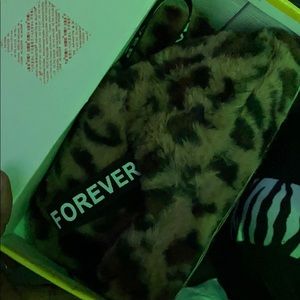 Leopard print fuzzy forever slippers